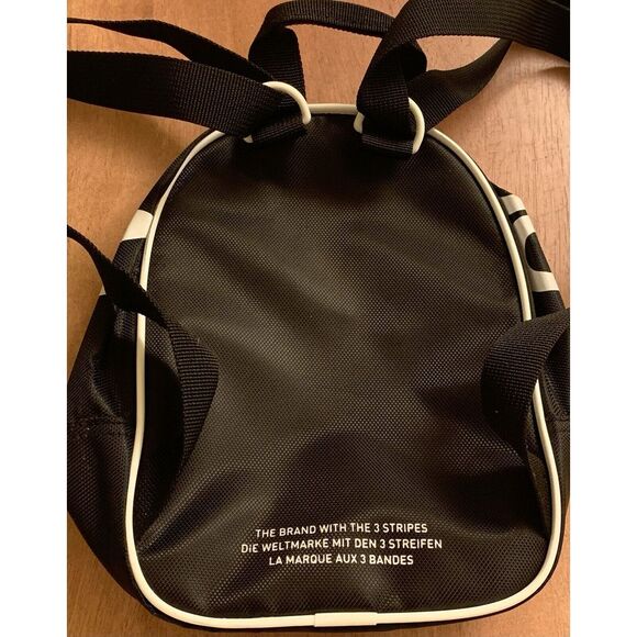 Adidas Originals Black & White Mini Backpack Book Bag/ Purse 9" x 10" CK5078 - Picture 2 of 7